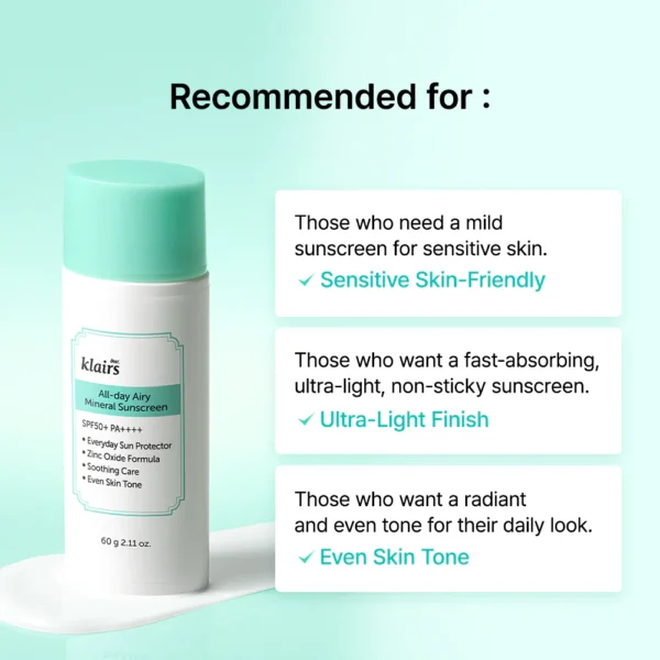 Klairs All Day Airy Mineral Sunscreen - Image 2