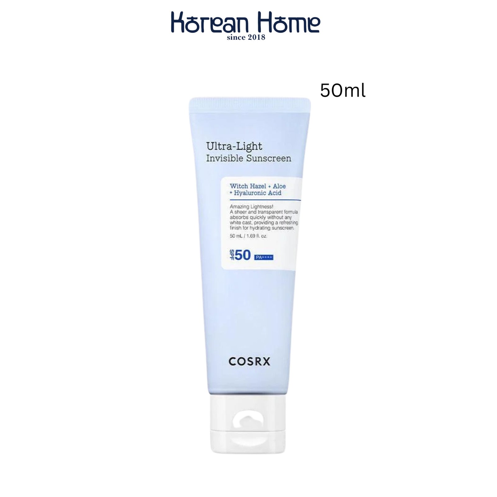 COSRX Ultra Light Invisible Sunscreen SPF50 PA++++ 50ml COSRX Ultra Light Invisible Sunscreen SPF50 PA++++ 50ml