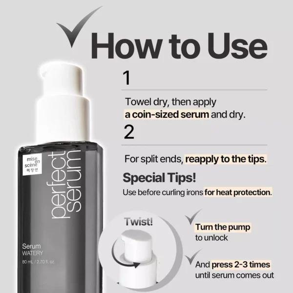 MiseEnscene Perfect Hair Serum ‘Watery’ 80ml - Image 3