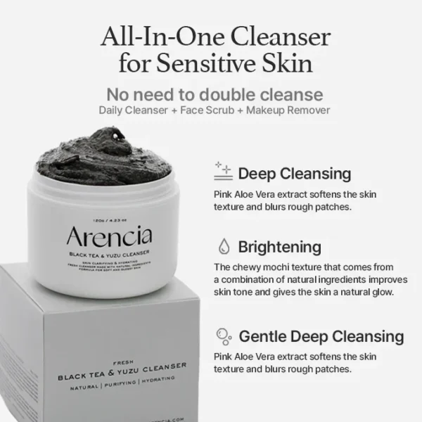Arencia Black Tea Rice Mochi Cleanser 120g - Image 2