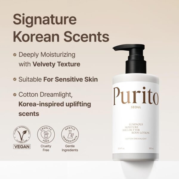 Purito Luminous Moisture Shea Butter Body Lotion Cotton Dreamlight 300mL - Image 2