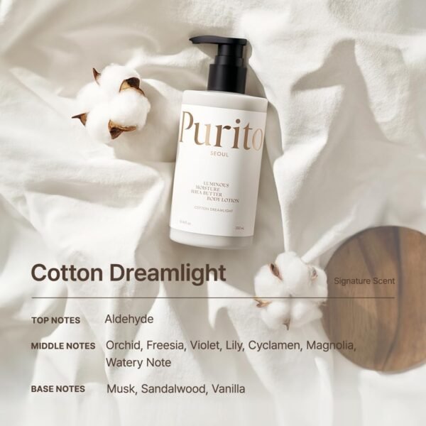 Purito Luminous Moisture Shea Butter Body Lotion Cotton Dreamlight 300mL - Image 3