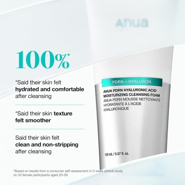 ANUA PDRN Hyaluronic Acid Moisturizing Cleansing Foam 150mL - Image 4