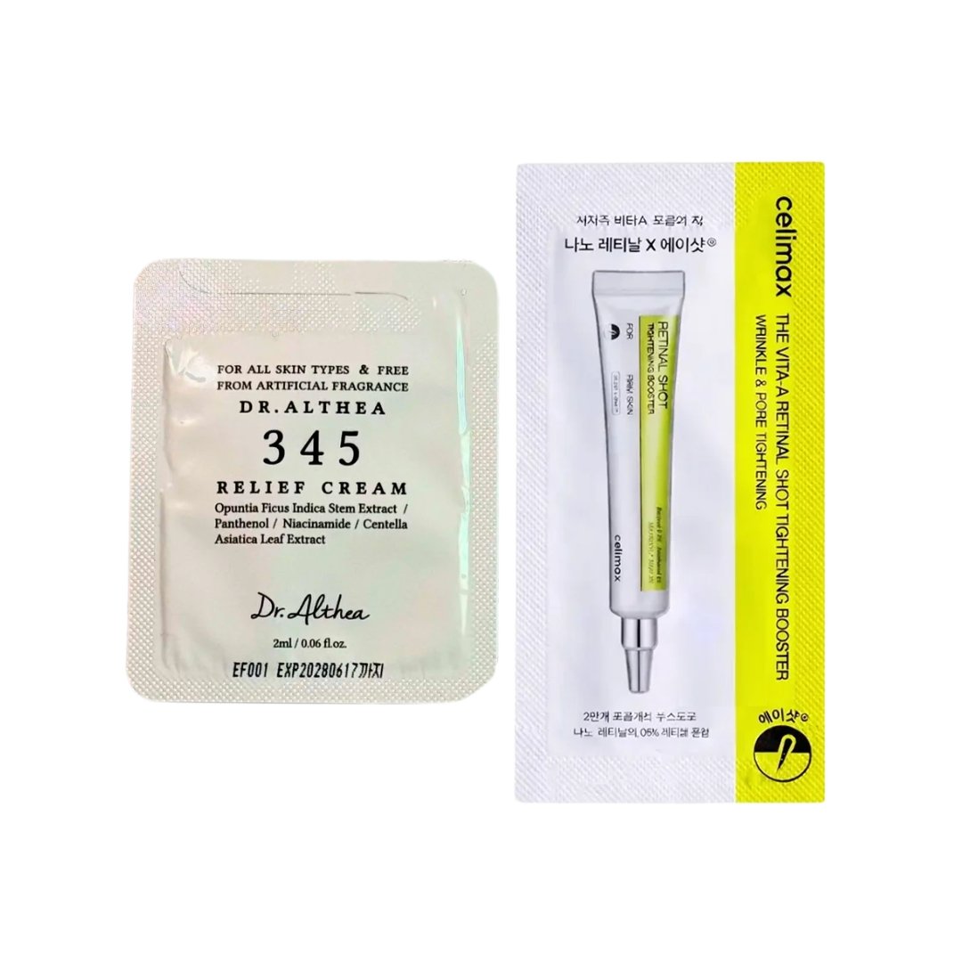 celimax Retinal Shot Booster + Dr. Althea 345 Relief Cream Sample Duo celimax Retinal Shot Booster + Dr. Althea 345 Relief Cream Sample Duo - Image 1