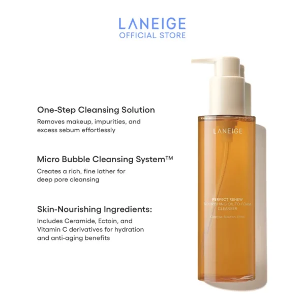 Laneige Perfect Renew Nourishing Oil to Foam Cleanser 50mL - Image 4