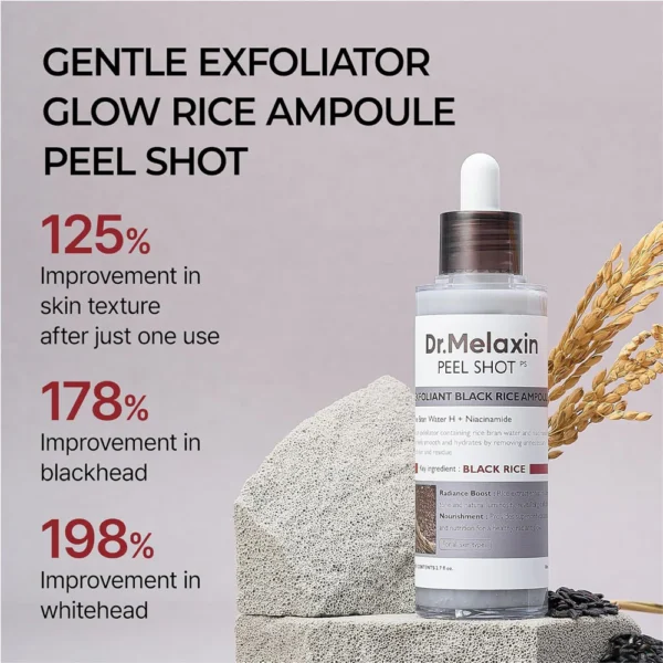 Dr. Melaxin Peel Shot Exfoliating Black Rice Ampoule 80mL - Image 2