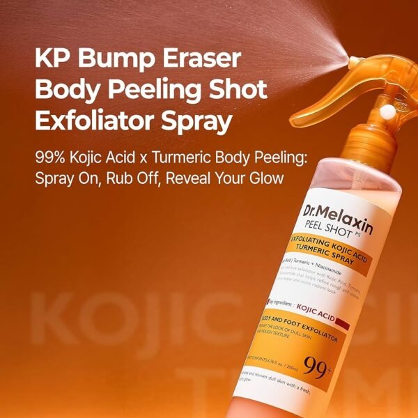 Dr. Melaxin Peel Shot Exfoliating Kojic Acid Turmeric Spray 200mL | Brightening Korean Body Exfoliator for Dark Underarms & Uneven Skin Tone - Image 2