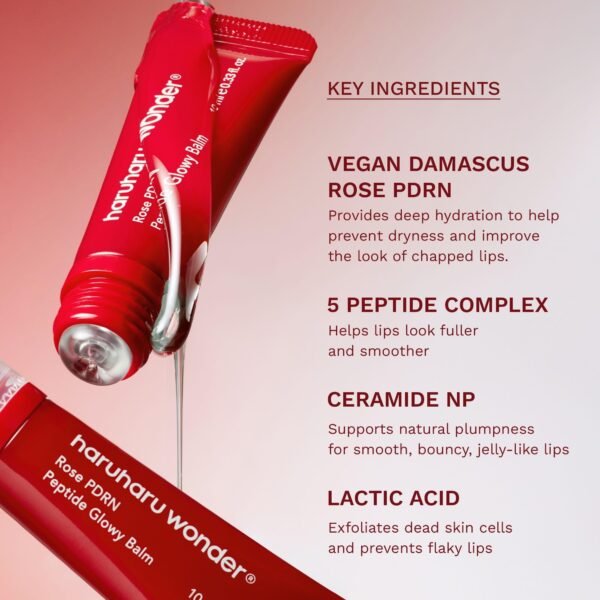 HaruHaru Wonder Rose PDRN Peptide Glowy Lip Balm 10mL - Image 2