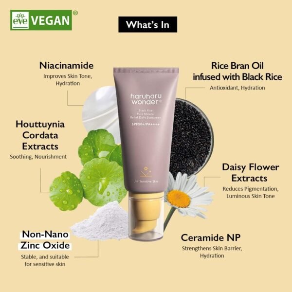haruharu Wonder Black Rice Pure Mineral Relief Daily Sunscreen SPF50+ PA++++ (50mL) - Image 2